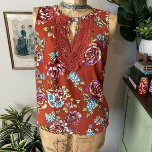Floral Lace Detail Women's Top